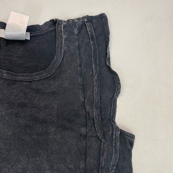 Eri & Ali Anthropologie Washed Ruffle Top Women Small Black Sleeveless - Picture 2 of 5
